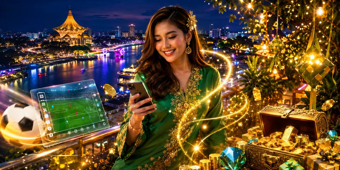 Players enjoying mobile slots during Hari Raya in Kuching, Sarawak